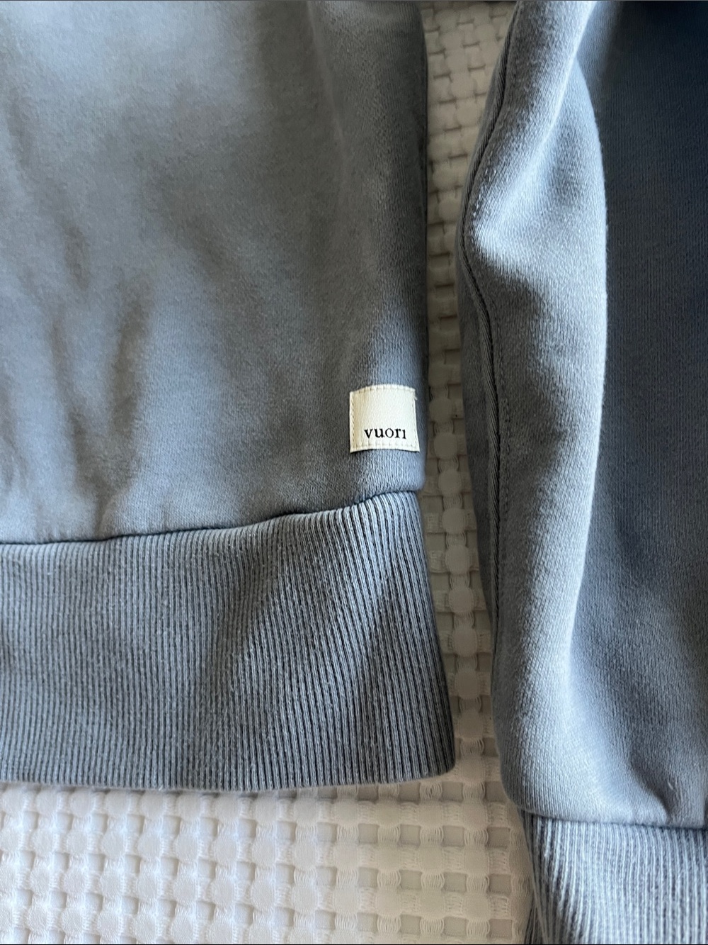 Vuori Restore Half Zip Hoodie Cropped Blue Gray - Picture 2 of 4